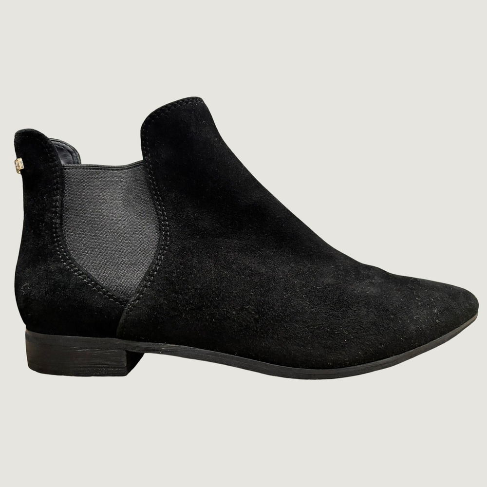 Cole Haan Black Suede Ankle Boots Women 8 Grand OS Pointed Toe Chelsea Bootie